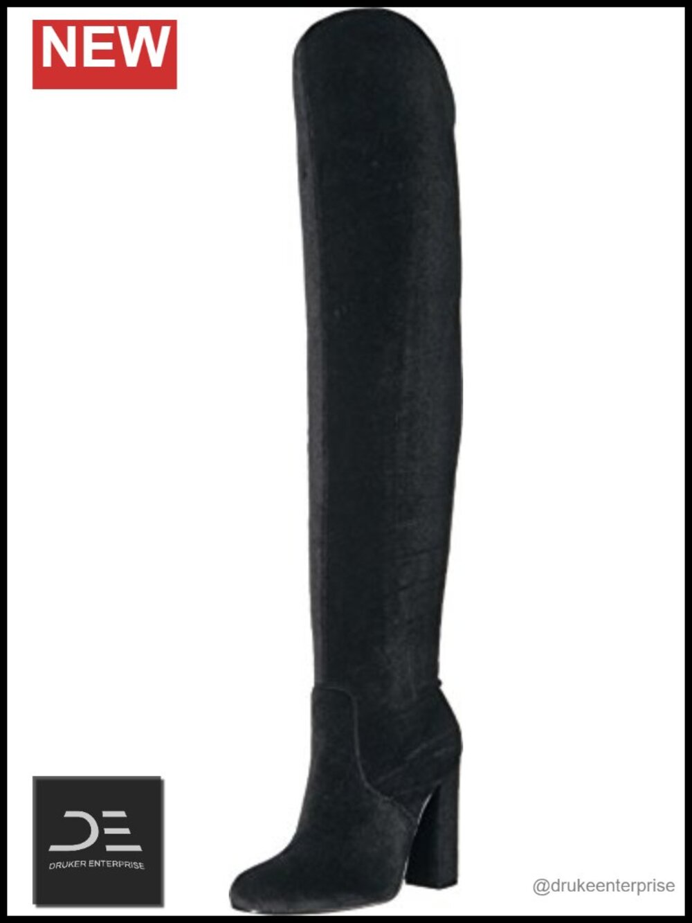 Patent Leather Over-the-Knee Motorcycle Boots 3.75 Inch Heel